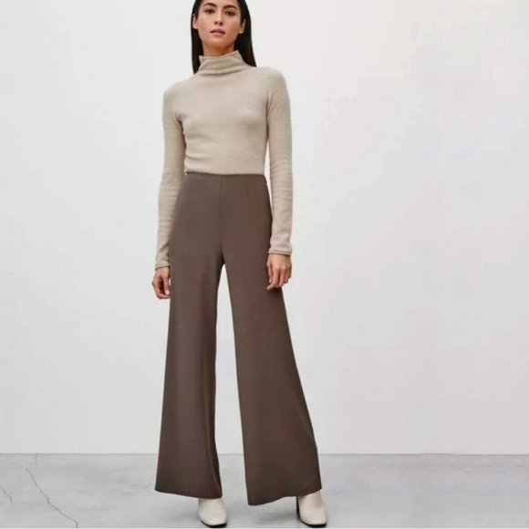 Aritzia Wilfred Size 0 Wide-Leg Drapey Calixa Pant - Soot Brown (Taupe) - Picture 1 of 7